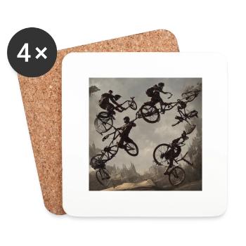 BMX freestyle montagnes design urbain - Dessous de verre (lot de 4) - blanc - Devant