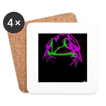 Neon Frosch - Untersetzer (4er-Set) - Weiß - Vorne