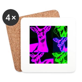 Neon Reh - Untersetzer (4er-Set) - Weiß - Vorne