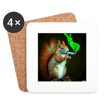 Neon Eichhörnchen - Untersetzer (4er-Set) - Weiß - Vorne
