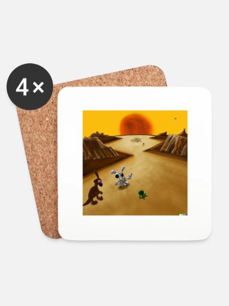 Mars Animals - Untersetzer (4er-Set) - Weiß
