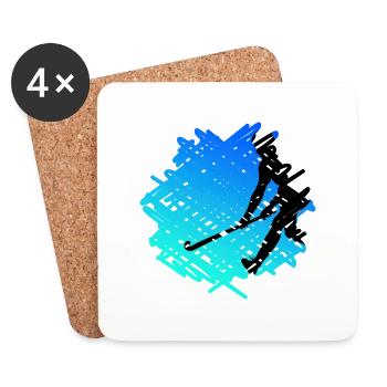 Field hockey hockey fan articles "blue Hockey-art" - Coasters (set of 4) - white - Front