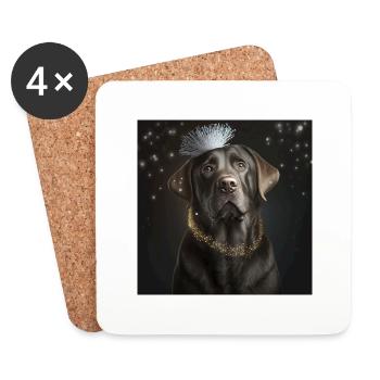 CptnBruno dog with new years eve decoration - Untersetzer (4er-Set) - Weiß - Vorne