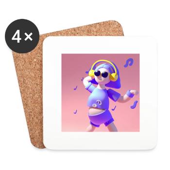 LUSTIGE MUSIK ILLUSTRATION 3 - Untersetzer (4er-Set) - Weiß - Vorne
