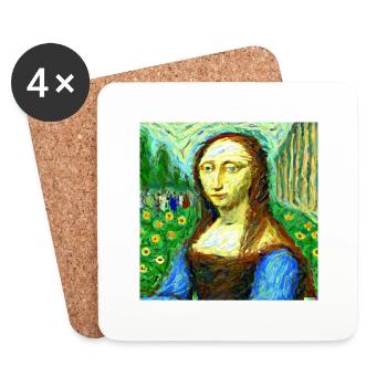 mona lisa in van gogh style - Untersetzer (4er-Set) - Weiß - Vorne