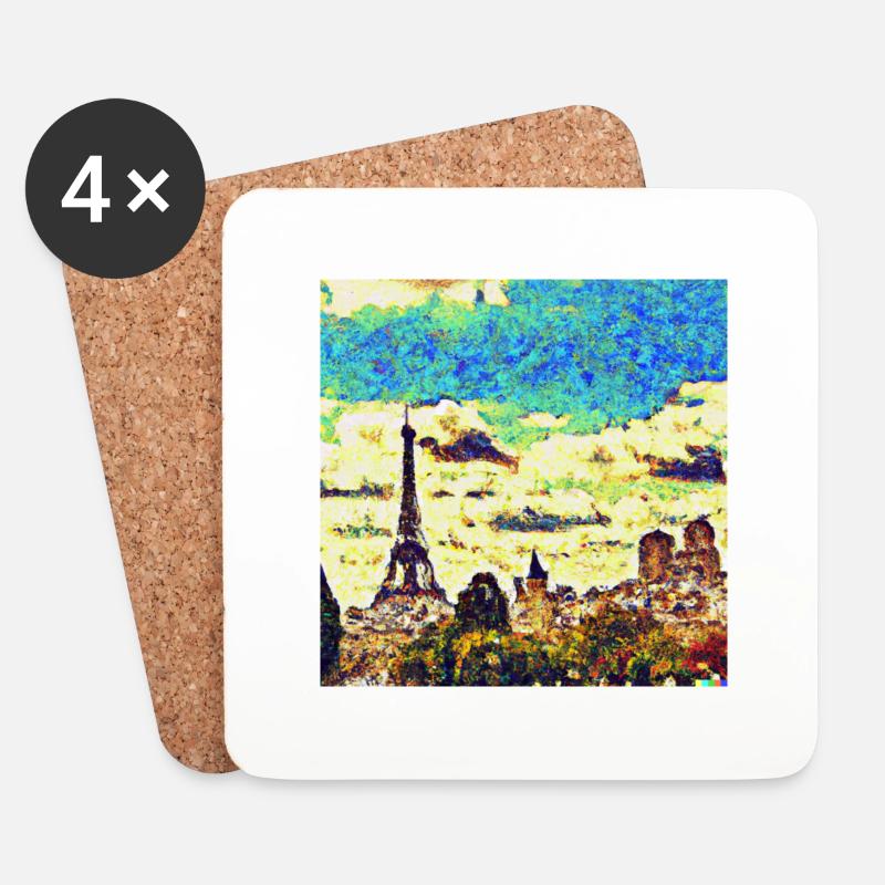 P a r i s - van Gogh Style - Untersetzer (4er-Set) - Weiß
