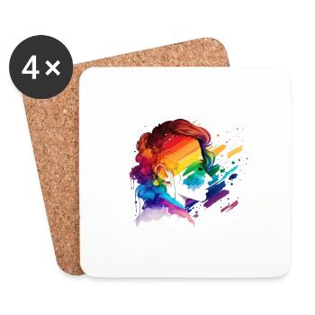 Regenbogenfrau - Untersetzer (4er-Set) - Weiß - Vorne