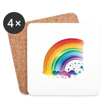 Regenbogen halbrund - Untersetzer (4er-Set) - Weiß - Vorne