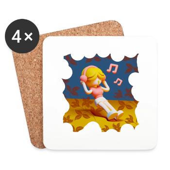 ILLUSTRATION DE MUSIQUE DRÔLE FILLE 4 - Dessous de verre (lot de 4) - blanc - Devant