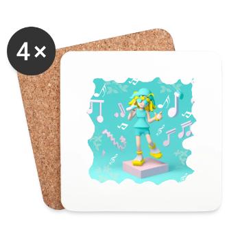 LUSTIGE MUSIK ILLUSTRATION MÄDCHEN 5 - Untersetzer (4er-Set) - Weiß - Vorne