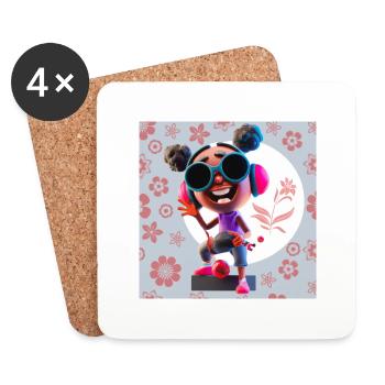 FUNNY MUSIC ILLUSTRATION GIRL 12 - Coasters (set of 4) - white - Front