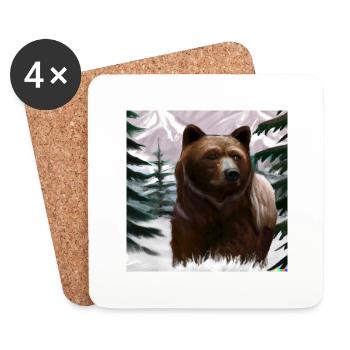 A brown bear in the rugged wilderness of Alaska - Coasters (set of 4) - white - Front