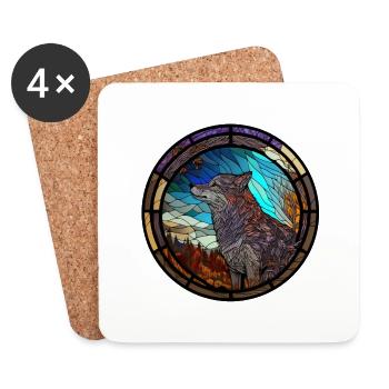 Stained glass wolf - Coasters (set of 4) - white - Front