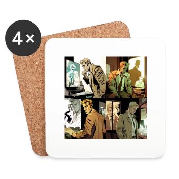 Comic picture of john constantine getting spied on - Coasters (set of 4) - white - Front