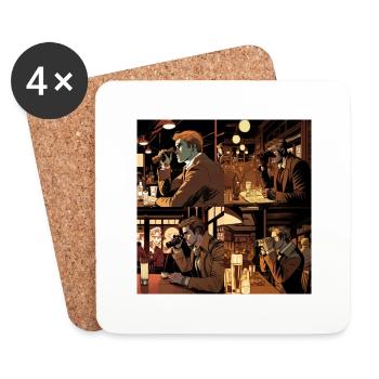 Person using binoculars to spy on target - Coasters (set of 4) - white - Front
