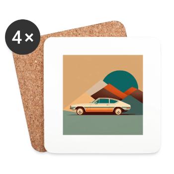 illustration car 70s color art - Coasters (set of 4) - white - Front