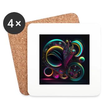 Abstract Neon Art1 - Dessous de verre (lot de 4) - blanc - Devant