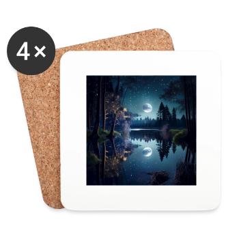 Fairy tale forest shooting stars moon lake - Untersetzer (4er-Set) - Weiß - Vorne