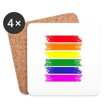 Rainbow Stripes Across - Coasters (set of 4) - white - Front