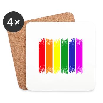 Regenbogenstreifen - Untersetzer (4er-Set) - Weiß - Vorne