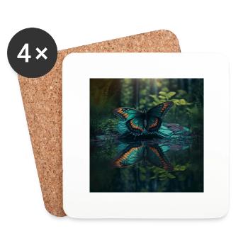Butterfly on the water - Coasters (set of 4) - white - Front
