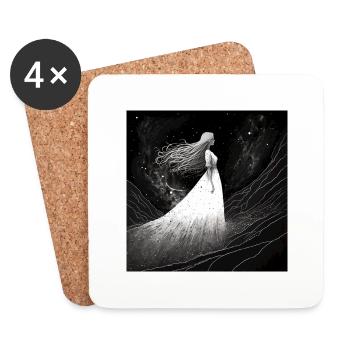 Lady blache contemplating the stars - Coasters (set of 4) - white - Front