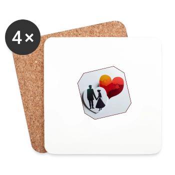Amour et coeur en papier - Dessous de verre (lot de 4) - blanc - Devant