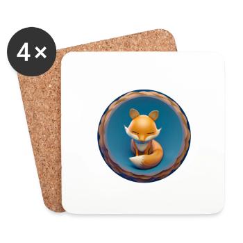 Mignon petit renard roux dans un cercle - Dessous de verre (lot de 4) - blanc - Devant