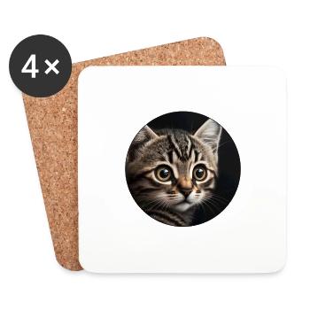 cute tabby kitten with big eyes - Coasters (set of 4) - white - Front