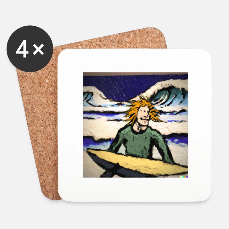 Van Gogh Surfer Meer - Untersetzer (4er-Set) - Weiß