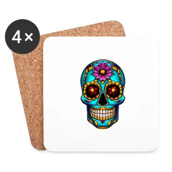 Skull Mexican Style, Día de Muertos - Coasters (set of 4) - white - Front