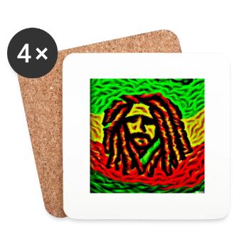 Van Gogh Rasta Flagge RastaMan - Untersetzer (4er-Set) - Weiß - Vorne