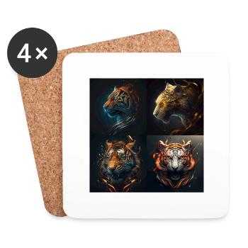 lion - Dessous de verre (lot de 4) - blanc - Devant