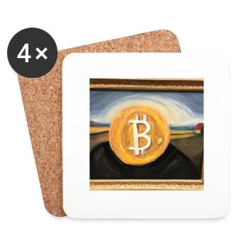 Bitcoin comme peinture à l’huile - Dessous de verre (lot de 4) - blanc - Devant