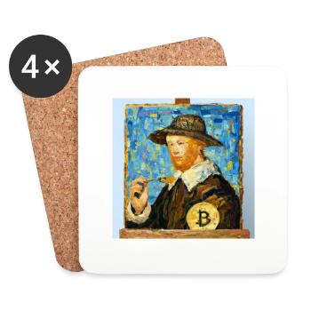 Van Gogh's Bitcoin Portrait - Untersetzer (4er-Set) - Weiß - Vorne