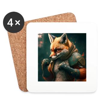 Fuchs Kämpfer - Untersetzer (4er-Set) - Weiß - Vorne