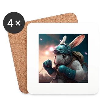 Hase Kämpfer - Untersetzer (4er-Set) - Weiß - Vorne
