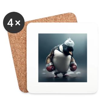 Pinguin Kämpfer - Untersetzer (4er-Set) - Weiß - Vorne