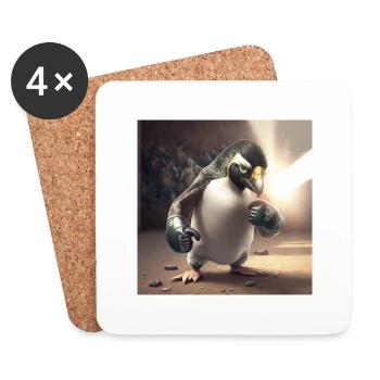 Pinguin Kämpfer - Untersetzer (4er-Set) - Weiß - Vorne