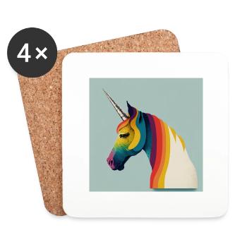 Illustration Einhorn 70er Jahre Farben Kunststil - Untersetzer (4er-Set) - Weiß - Vorne