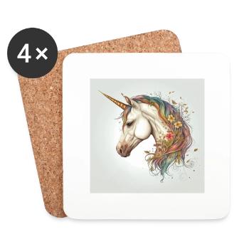 Einhorn Cartoon Stil - Untersetzer (4er-Set) - Weiß - Vorne