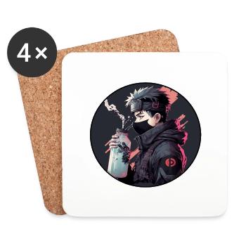 Ninja avec bouteille d’eau - Dessous de verre (lot de 4) - blanc - Devant