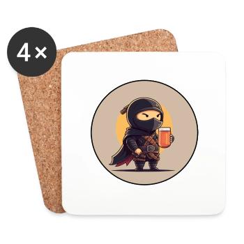 A friendly ninja with beer v2 - Coasters (set of 4) - white - Front