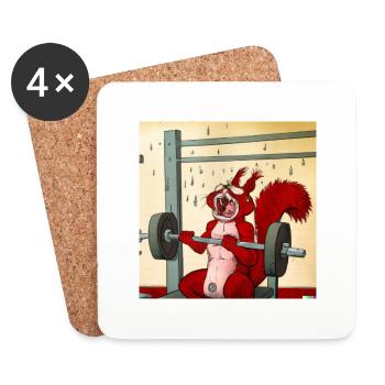 SQRRLD - Squirrel's Bench Press Accident 05 - Untersetzer (4er-Set) - Weiß - Vorne
