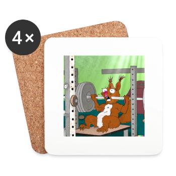 SQRRLD - Squirrel's Bench Press Accident - Untersetzer (4er-Set) - Weiß - Vorne