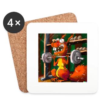 SQRRLD - Squirrel's Bench Press Accident 04 - Untersetzer (4er-Set) - Weiß - Vorne