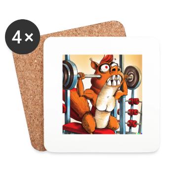 SQRRLD - Squirrel's Bench Press Accident 02 - Untersetzer (4er-Set) - Weiß - Vorne