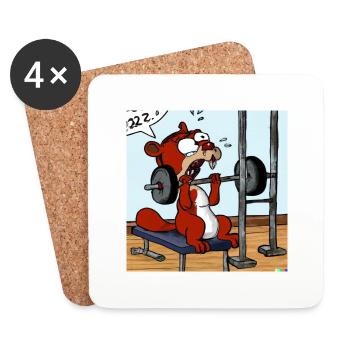 SQRRLD - Squirrel's Bench Press Accident 03 - Untersetzer (4er-Set) - Weiß - Vorne
