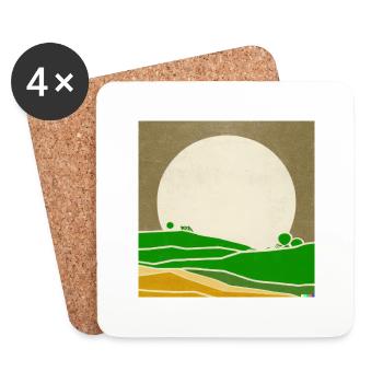 Rétro Coucher de soleil - Dessous de verre (lot de 4) - blanc - Devant