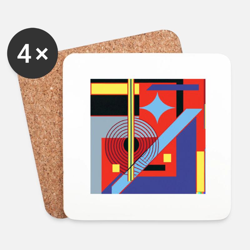 Abstraktes Geometrie-Design - Untersetzer (4er-Set) - Weiß